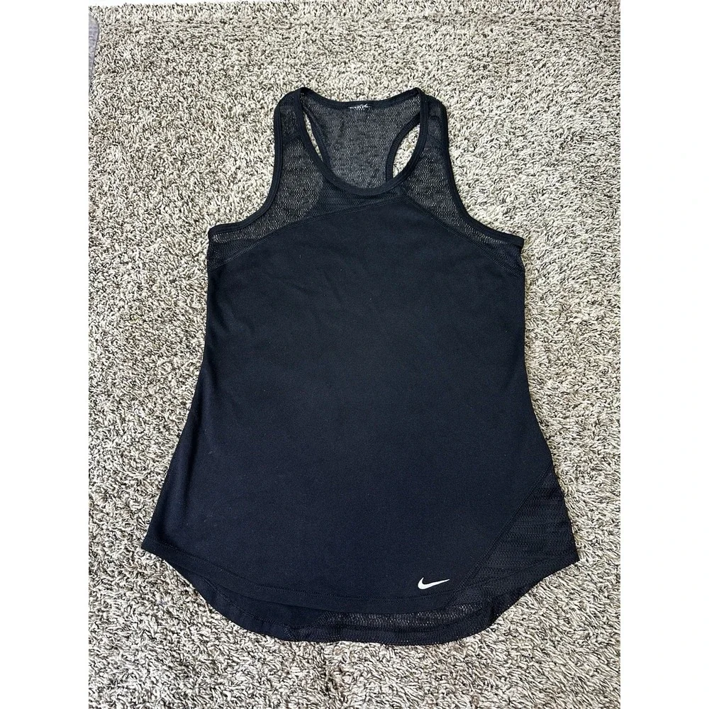 Nike Tank Top Shirt Women's Small Adult Black Dri Fit Mesh Sleeveless